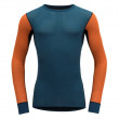 Koszulka męska Devold Wool Mesh Man Shirt niebieski/pomarańczowy Flame