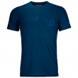 Męska koszulka Ortovox 185 Merino Logo Spray TS niebieski PetrolBlue