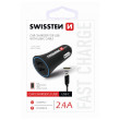 Przejściówka do gniazda samochodowego Swissten Car Charger + USB-C Cable