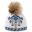 Dzianinowa czapka z merynosów Kama A139 biały/niebieski Beige