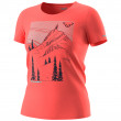 Koszulka damska Dynafit Artist Series Dri T-Shirt W koralowy hot coral/SKI TRACES ON TOP