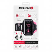 Etui na telefon Swissten Armband Case 7,0" czarny/różówy