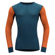 Koszulka męska Devold Wool Mesh Man Shirt niebieski/pomarańczowy Flame