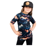 T-shirt dziecięcy Drexiss All Alpine Peaks Coolmax niebieski/pomarańczowy