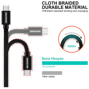 Kabel do ładowania i przesyłania danych Swissten Textile USB / USB-C 2 m