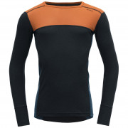 Męska koszulka Devold Lauparen Merino 190 Shirt Man pomarańczowy/czarny Flame/Ink/Flood