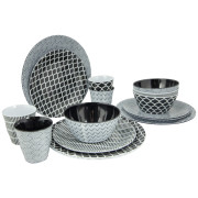 Zestaw naczyń Bo-Camp Mix & Match 16 100% Melamine czarny/biały Black/White