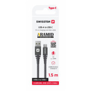 Kabel do ładowania i przesyłania danych Swissten Aramid Reinforced USB/USB-C 1,5 m