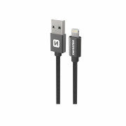 Kabel do ładowania i przesyłania danych Swissten Textile USB / Lightning 1,2 m czarny černá