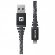 Kabel do ładowania i przesyłania danych Swissten Kevlar USB/Lightning 1,5 m ciemnoszary Antracit