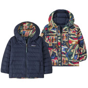 Kurtka dziecięca Patagonia Baby Reversible Down Sweater Hoody - LCNE niebieski Let's Chat: New Navy