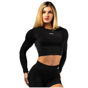 Damski top Nebbia Seamless Long Sleeve Crop Top Power czarny BLACK