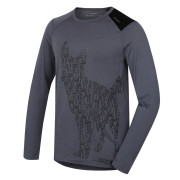 Męska koszulka Husky Merino 100 dl. rukáv Dog szary