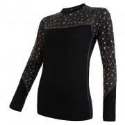 Damska koszulka Sensor Merino Impress (long sleeve) czarny Black/Pattern