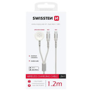 Kabel do ładowania i przesyłania danych Swissten Wireless charging cable 2in1 for Apple Watch + USB-C 1,2 m