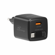 Adapter Swissten SlideCharge Gan 45W, 1X USB-A 18W + kabel USB-C 0,75 m czarny černá