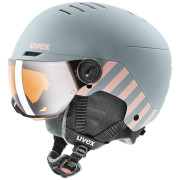 Kask narciarski dla dzieci Uvex Rocket Jr. Visor szary/różówy blush mat