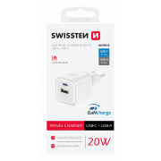 Ładowarka Swissten TRAVEL CHARGER GaN 1x USB-C 20W PD AND 1x USB-A 18W QC