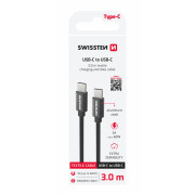 Kabel do ładowania i przesyłania danych Swissten Textile USB-C / USB-C 3 m czarny černá