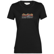 Koszulka damska Icebreaker Tech Lite II SS Tee Mountain Geology czarny black