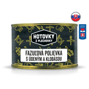 Zupa Hotovky z plechovky Zupa fasolowa z wędzonym mięsem i kiełbasą 400ml