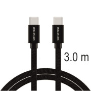 Kabel do ładowania i przesyłania danych Swissten Textile USB-C / USB-C 3 m