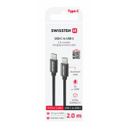 Kabel do ładowania i przesyłania danych Swissten Textile USB-C / USB-C 2 m czarny černá