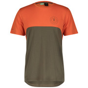 Męska koszulka kolarska Scott Trail Flow DRI SS zielony/pomarańczowy braze orange/shadow brown