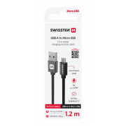 Kabel do ładowania i przesyłania danych Swissten Textile USB / Micro USB 1,2 m czarny černá