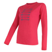 Koszulka damska Sensor Merino Wool PT Strzały dł.r. różowy Magenta