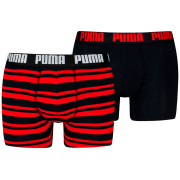 Męskie bokserki Puma Everyday Striped Boxers 2P czarny/czerwony Red / Black