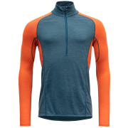 Męska koszulka Devold Running Merino 130 Zip Neck Man niebieski/pomarańczowy Pond