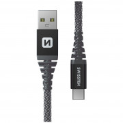 Kabel do ładowania i przesyłania danych Swissten Kevlar USB/USB-C 1,5 m ciemnoszary Antracit
