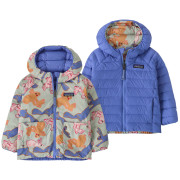 Kurtka dziecięca Patagonia Baby Reversible Down Sweater Hoody - BNLF niebieski Bunny Life: Flurry Green
