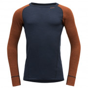 Męska koszulka Devold Duo Active Merino 205 Shirt niebieski/pomarańczowy Flame/Ink