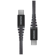 Kabel do ładowania i przesyłania danych Swissten Kevlar USB-C/USB-C 1,5 m ciemnoszary Antracit