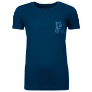 Koszulka damska Ortovox W's 185 Merino Way To Powder TS niebieski PetrolBlue