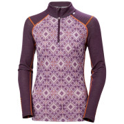 Damska koszulka Helly Hansen W Lifa Merino Midw Gra 1/2 Zip fioletowy Amethyst Star Pixel