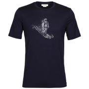 Koszulka męska Icebreaker Tech Lite II SS Tee Skiing Yeti ciemnoniebieski midnight navy