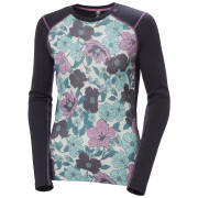 Damska koszulka Helly Hansen W Lifa Merino Midw Gra Crew różowy/fioletowy 660 Black Grape Floral Aop