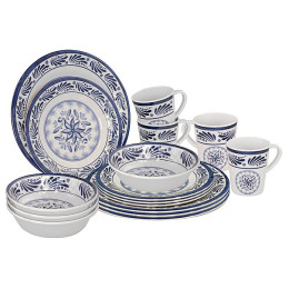 Zestaw naczyń Bo-Camp Old Dutch 16 100% Melamine niebieski/biały Blue/White