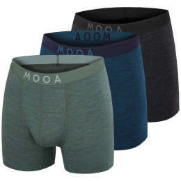 Męskie bokserki MOOA MerinoSilk 4in 3-pack mix1 black melange+lagoon blue melange+green melange