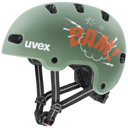 Dziecięcy kask rowerowy Uvex Kid 4 Style khaki bam moss green - papaya matt