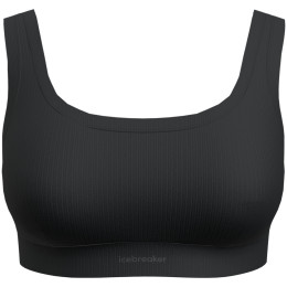 Sportowy biustonosz Icebreaker W Mer Rib Lotus Bra czarny Black