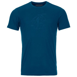 Męska koszulka Ortovox 120 Tec Lafatscher Topo T-Shirt niebieski Petrol Blue