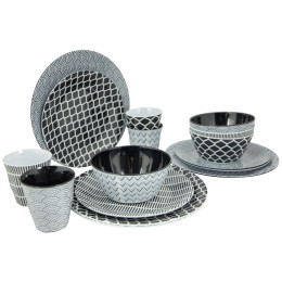 Zestaw naczyń Bo-Camp Mix & Match 16 100% Melamine czarny/biały Black/White