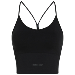 Sportowy biustonosz Icebreaker Merino Blend 260 Seamless Rib Strappy Tank czarny BLACK