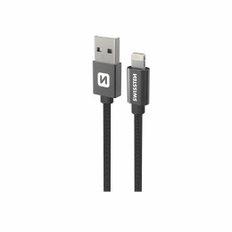 Kabel do ładowania i przesyłania danych Swissten Textile USB / Lightning 1,2 m czarny černá