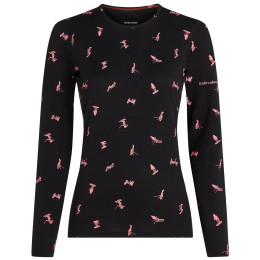 Damska koszulka Icebreaker Women Merino 200 Oasis LS Crewe Snow Day czarny Blck/Acdpnk/Aop