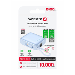 Powerbank Swissten Space 10000 mAh USB-C + Lightning niebieski modrá